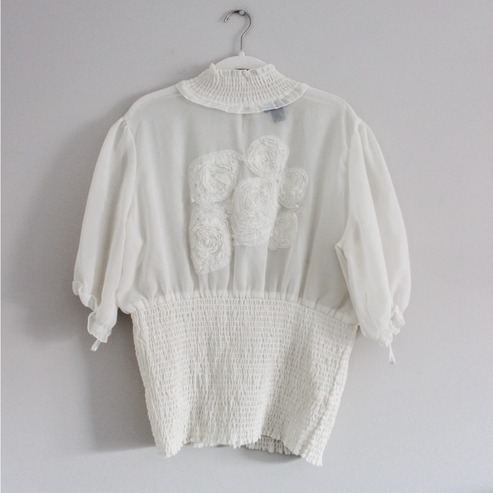 Elegant Cream Vintage Women's Top